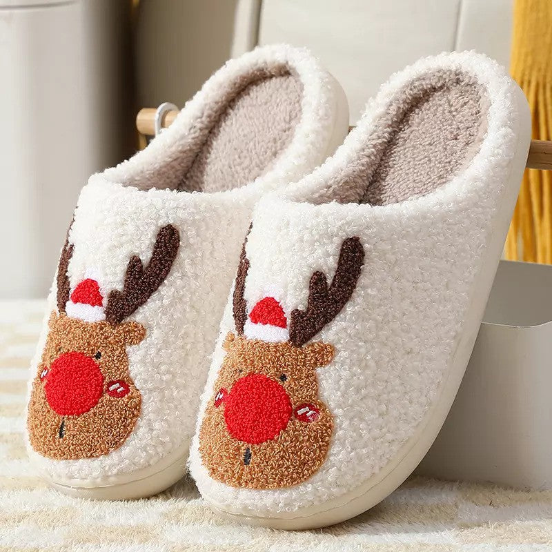 Christmas Elk Slippers | Red