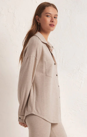 WFH Modal Shirt Jacket | Heather Latte