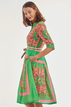 Mrs Maisel Dress | Pink Green Gold Engineered
