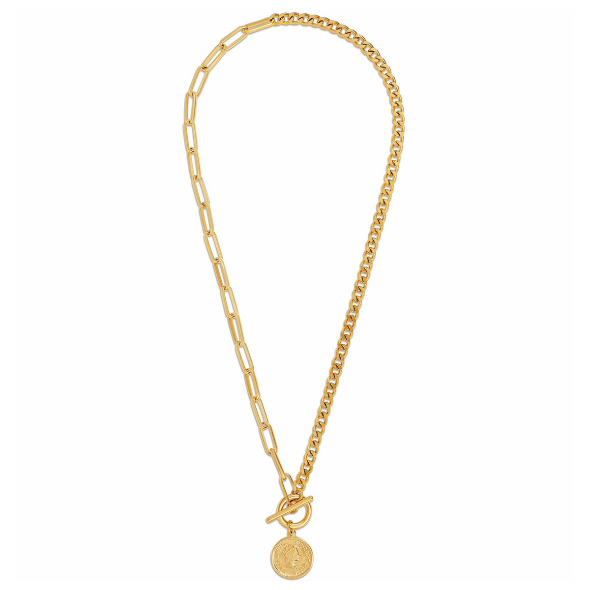 Stacie Toggle Chain Coin Necklace | Gold