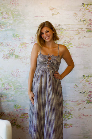 Beach Check Midi Dress | Black & White