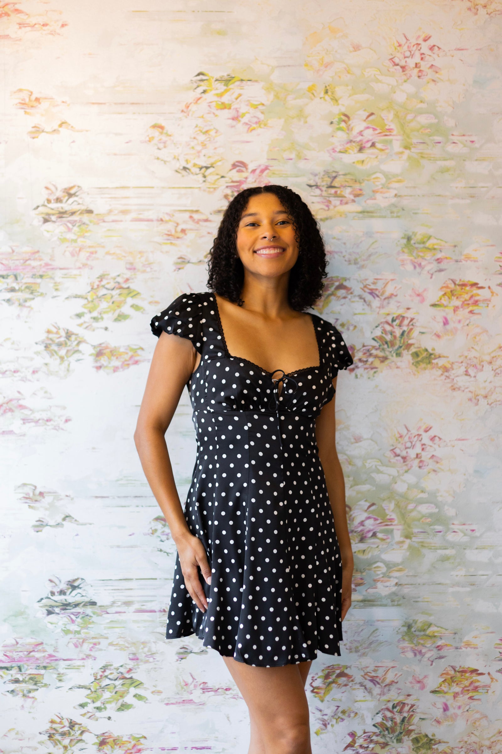 Cambria Sweetheart Mini Dress | Black/White