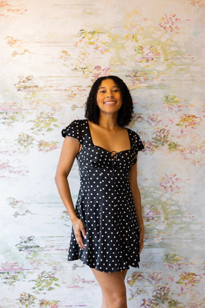 Cambria Sweetheart Mini Dress | Black/White