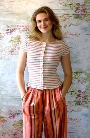 Most Wanted Striped Cardi | Mauve/Ivory