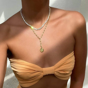 Elena Tennis Necklace | Gold Cz