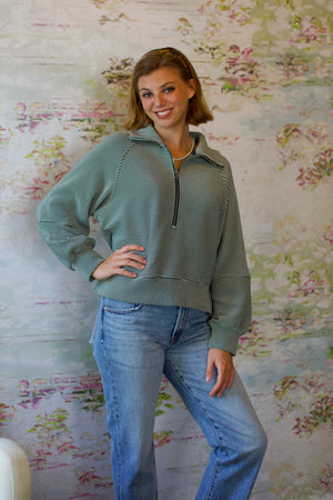 Milano Half Zip Sweat 2.0 | Ponderosa Pine/Pristine