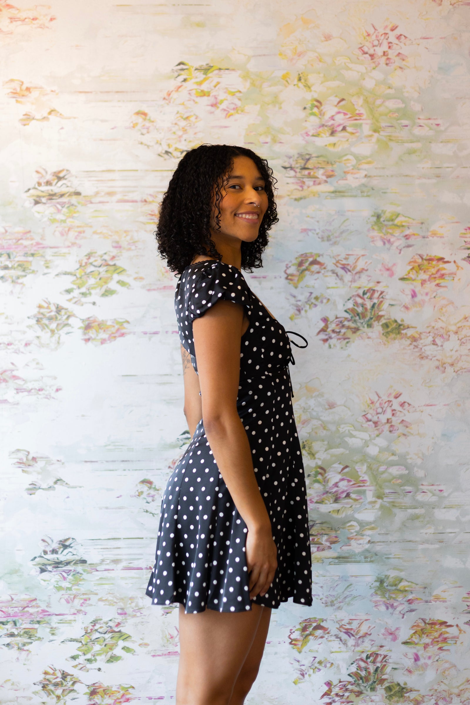 Cambria Sweetheart Mini Dress | Black/White