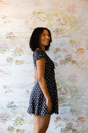 Cambria Sweetheart Mini Dress | Black/White