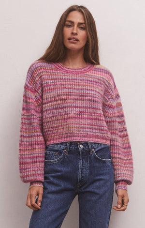 Prism Metallic Stripe Sweater | Magenta Punch