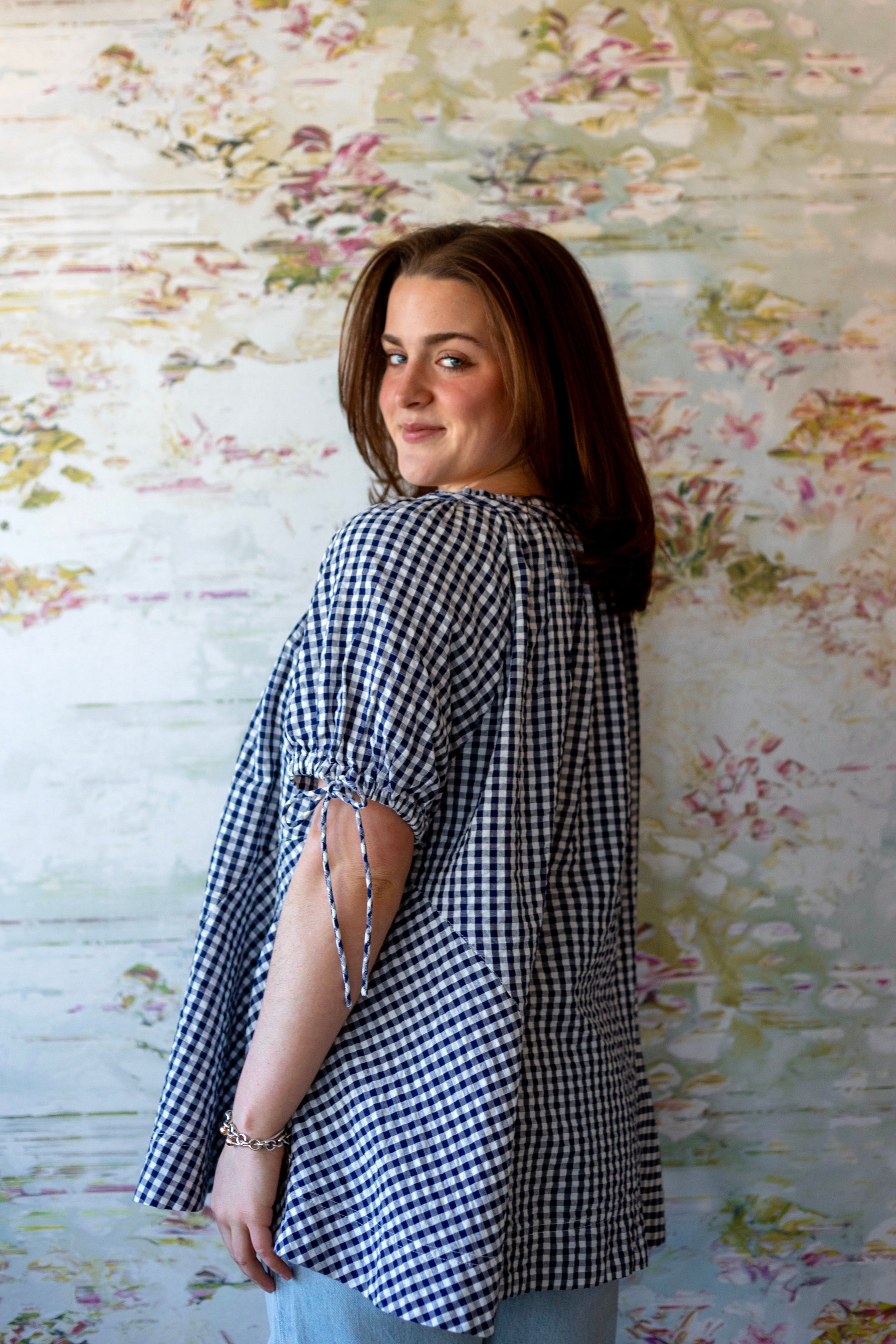 Farley Gingham Tunic | Navy Combo - Three Sisters Boutique