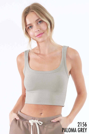 NS7801 - Chevron Ribbed Crop Top: 650 Dusty Olive