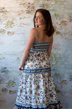 Floral Delhi Tapestry Light Pink Midi Dress