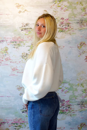 Nika Heavyweight V Neck Sweater | White