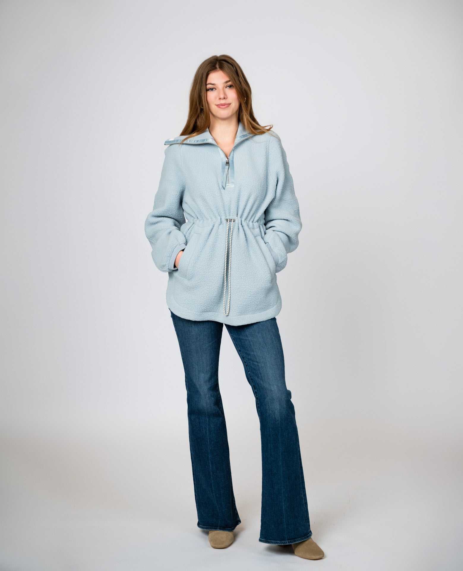 Ashby Half Zip Fleece | Ashley Blue - Three Sisters Boutique