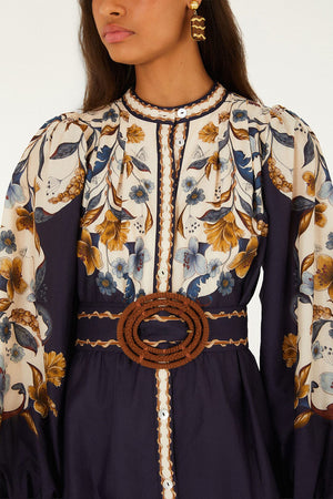Golden Nature Navy Blue Mini Dress