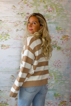 League Sweater | Beige Ruby Stripe Knit