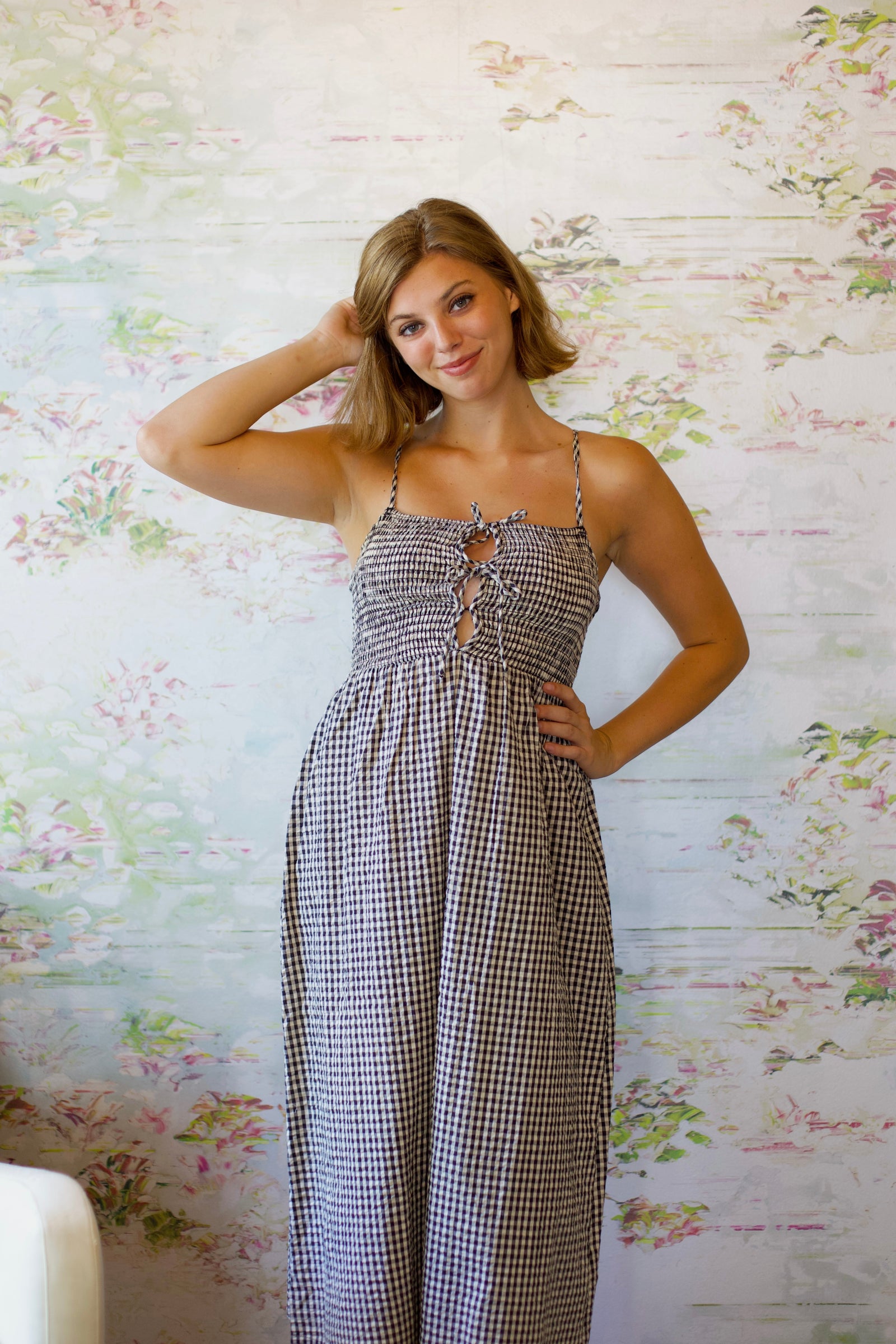 Beach Check Midi Dress | Black & White