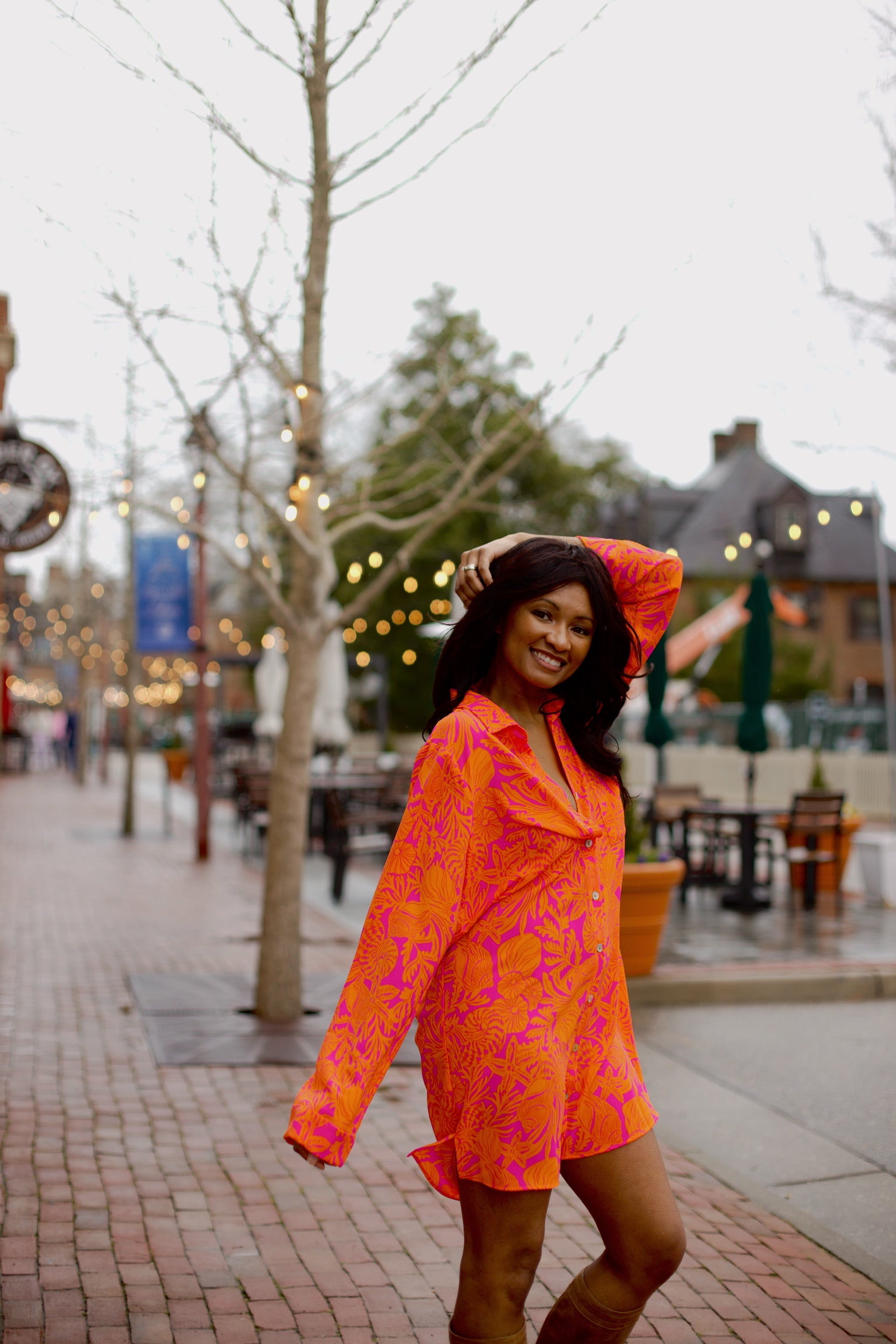 Beachclub Button Down Fuschia Shells Pebble