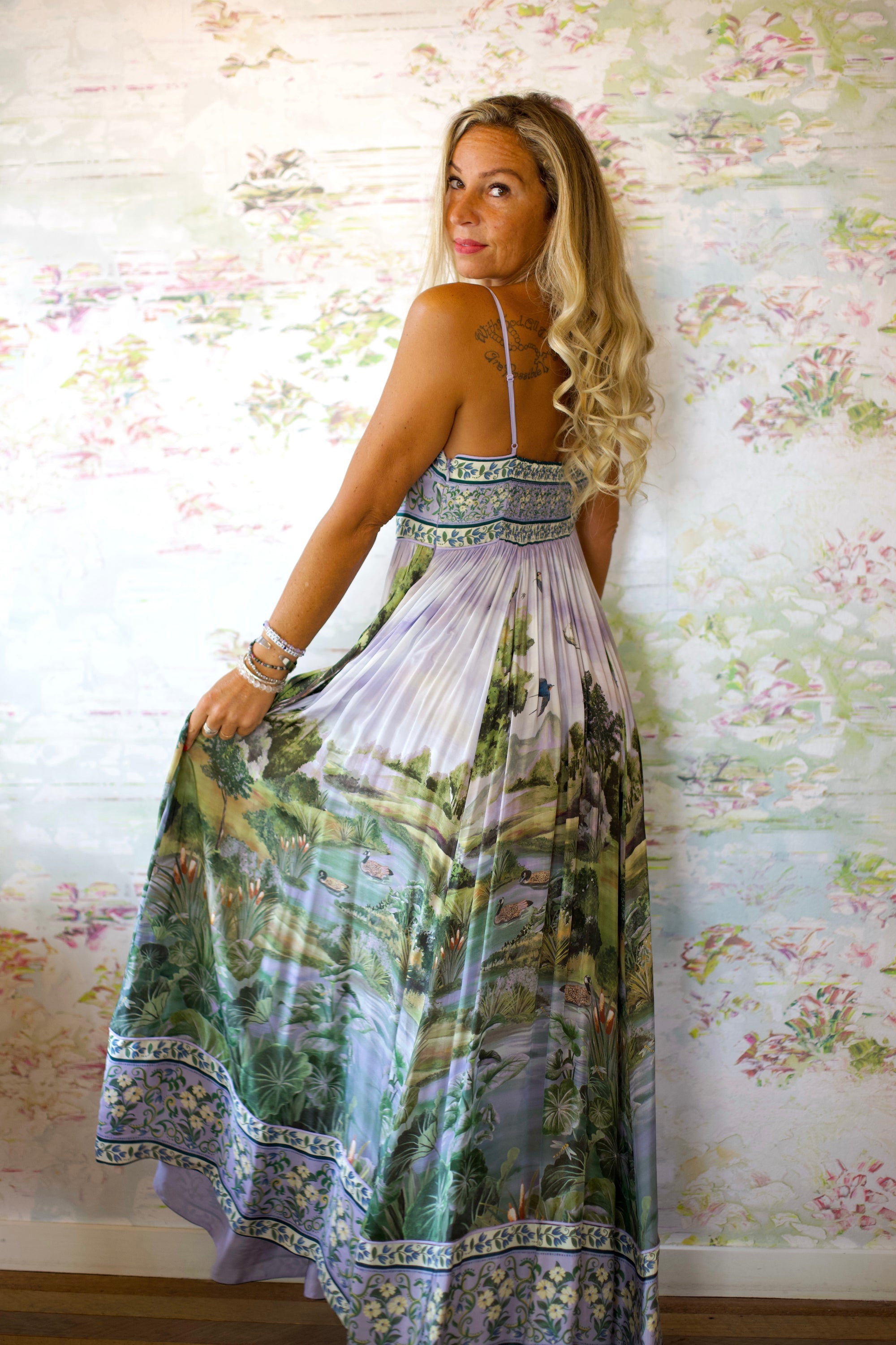 Countryside Landscape Multicolor Maxi Dress
