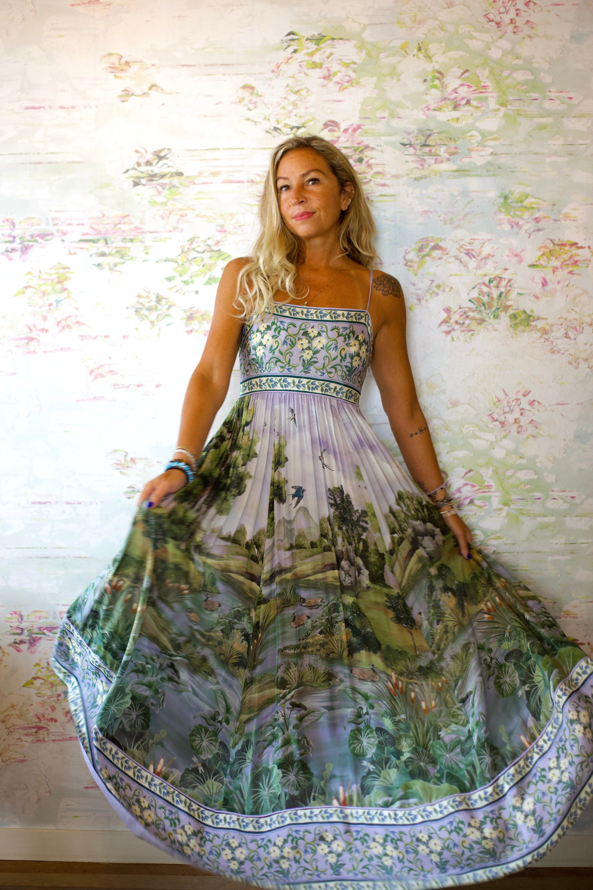Countryside Landscape Multicolor Maxi Dress