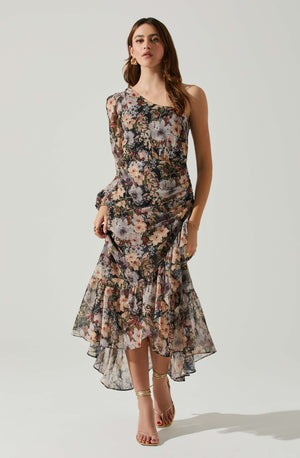 Calista Dress | Navy Taupe Floral