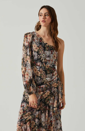 Calista Dress | Navy Taupe Floral