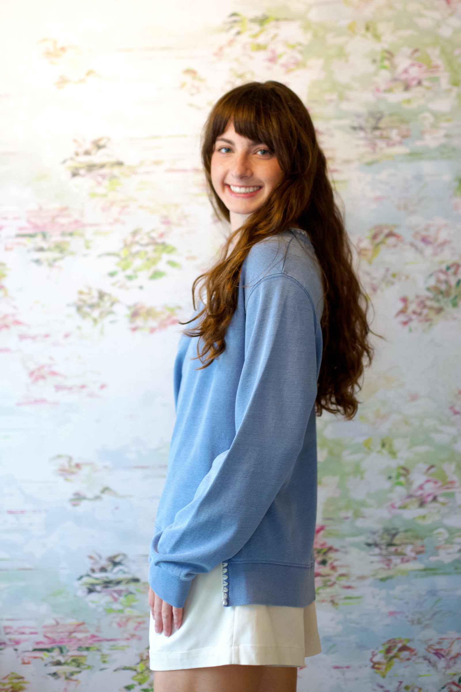Cam Knit Denim Whipstitch Top