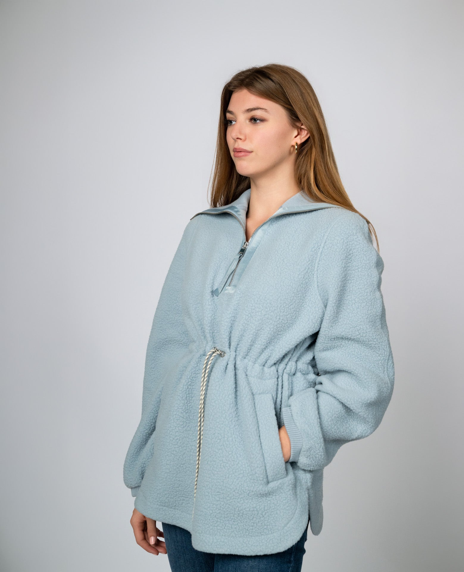 Ashby Half Zip Fleece | Ashley Blue - Three Sisters Boutique