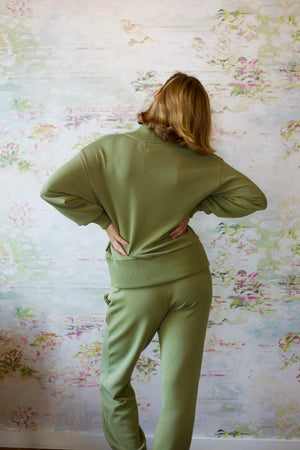 Sally Half Zip Sweat | Loden Green