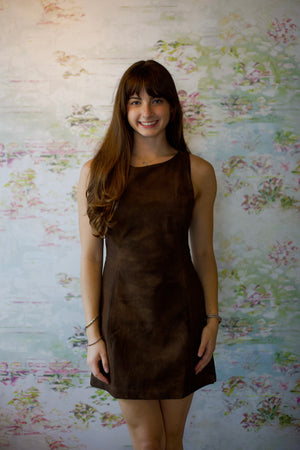Atlas Suede Mini Dress | Chocolate Brown