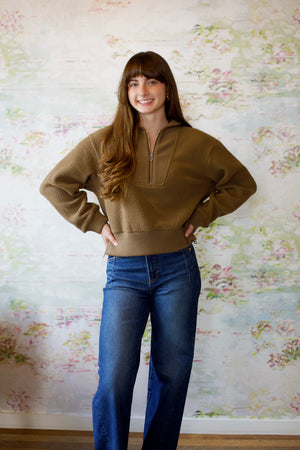 Mumford Half Zip Fleece | Teak Olive