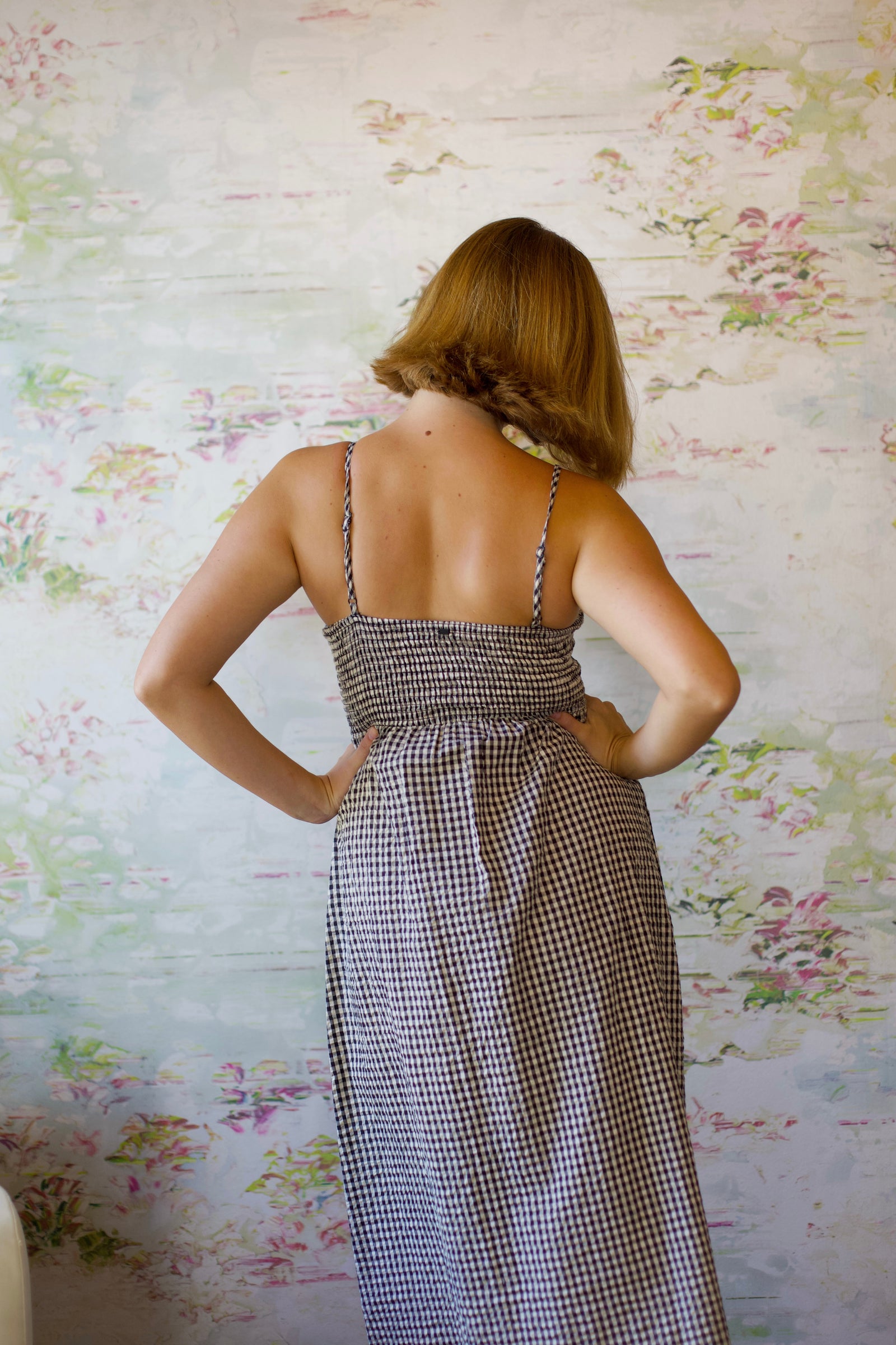 Beach Check Midi Dress | Black & White
