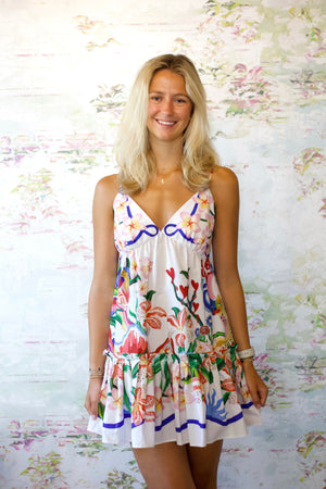 Garden Of Life Scarf Off-White Mini Dress