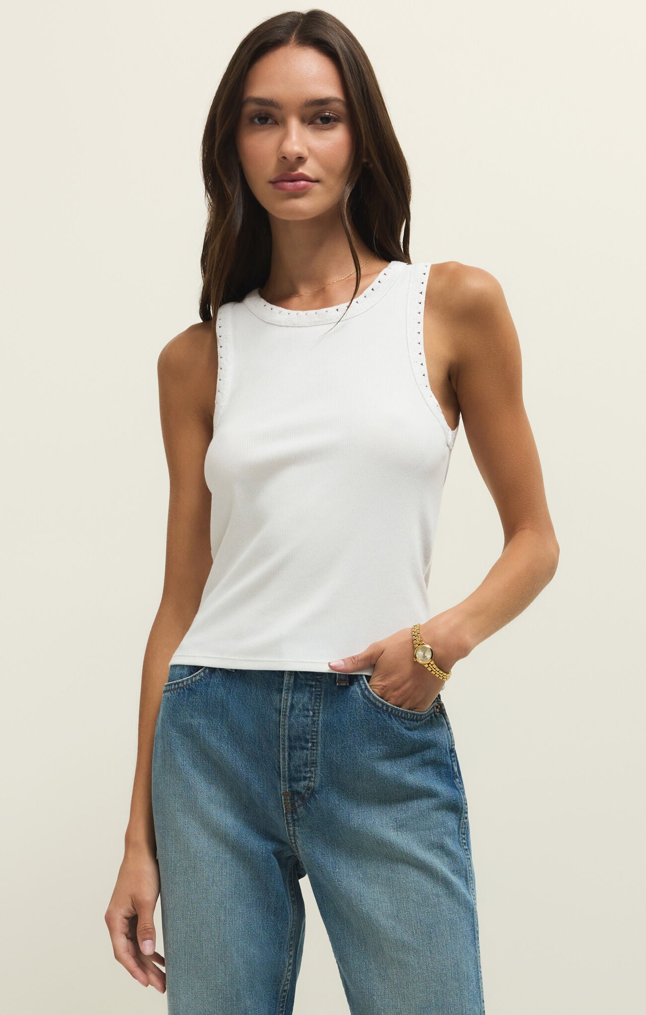 Clarke Rib Tank | White