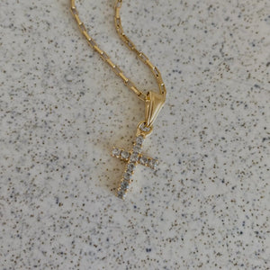 Cross Faith Religious Jesus | 18k GP Glass Charm Necklace