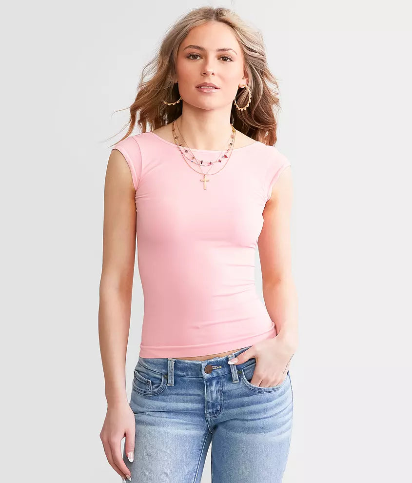 Low Back Tee | Candy Pink