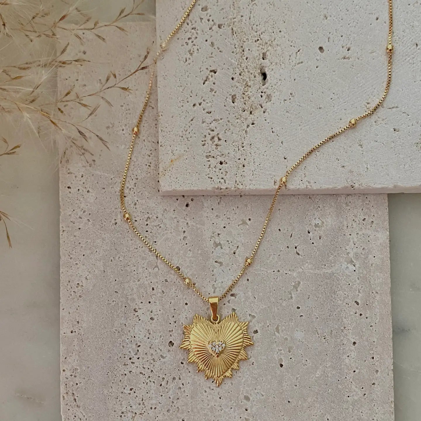 Heart Charm Pendant | Satellite Chain 18k Gold Filled