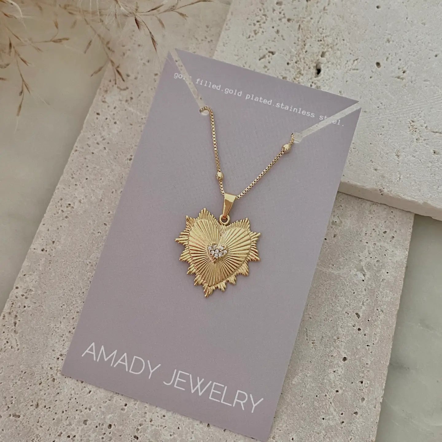 Heart Charm Pendant | Satellite Chain 18k Gold Filled