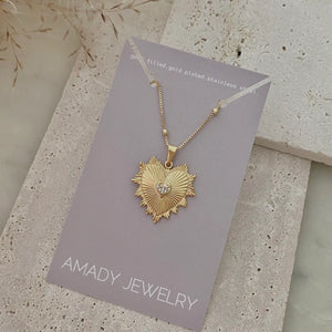 Heart Charm Pendant | Satellite Chain 18k Gold Filled