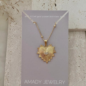 Heart Charm Pendant | Satellite Chain 18k Gold Filled