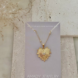 Heart Charm Pendant | Satellite Chain 18k Gold Filled
