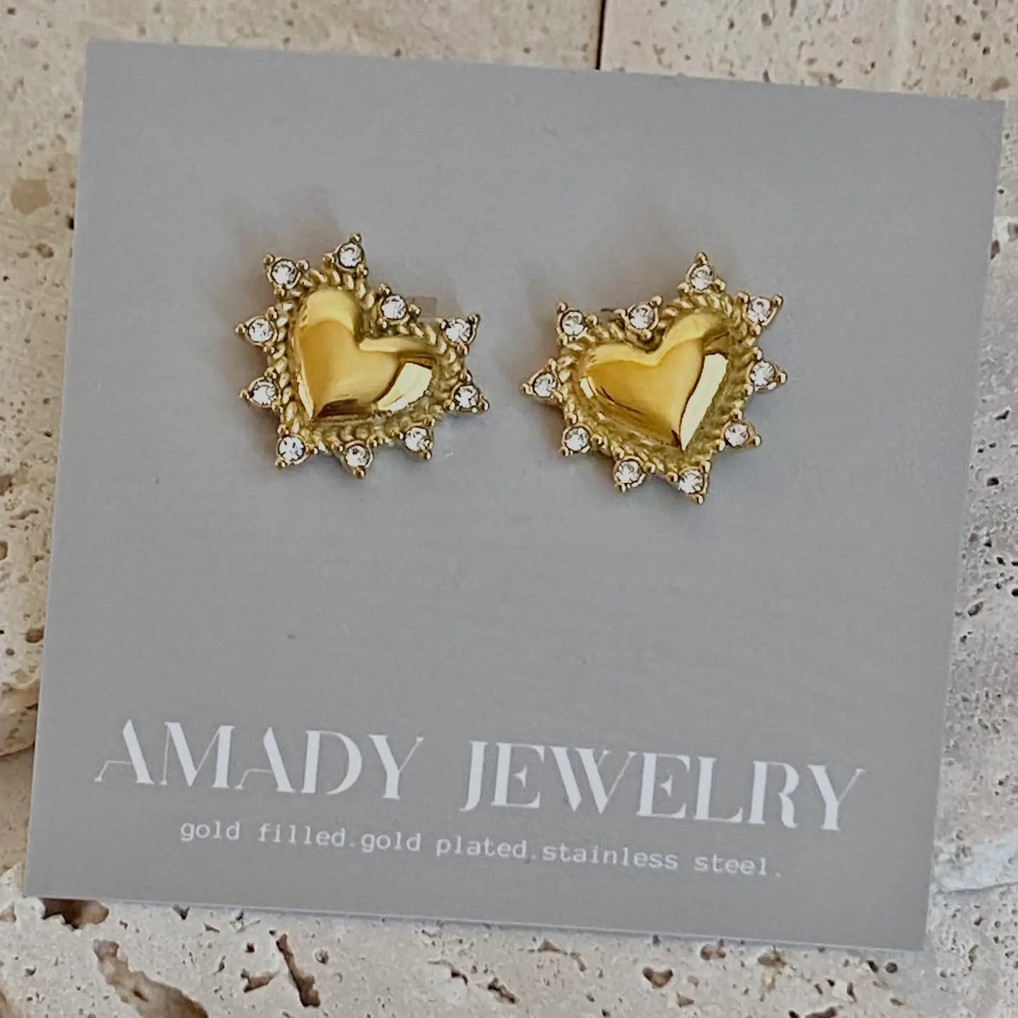 Heart Rhinestones | Post Stud Statement Earrings Love