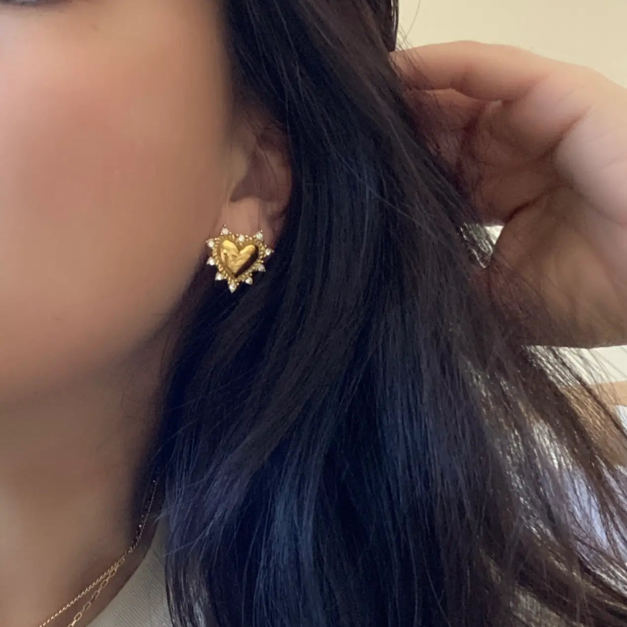 Heart Rhinestones | Post Stud Statement Earrings Love