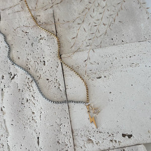 Thunder and Star Charm | Pendant Necklace Two Tone Silver Gold