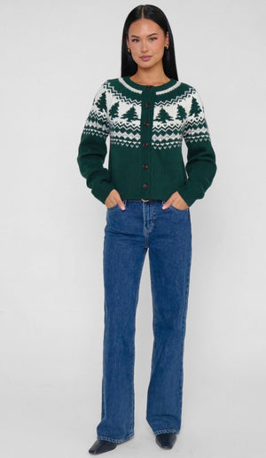 Cottage Cardigan | Evergreen Fair Isle Knit