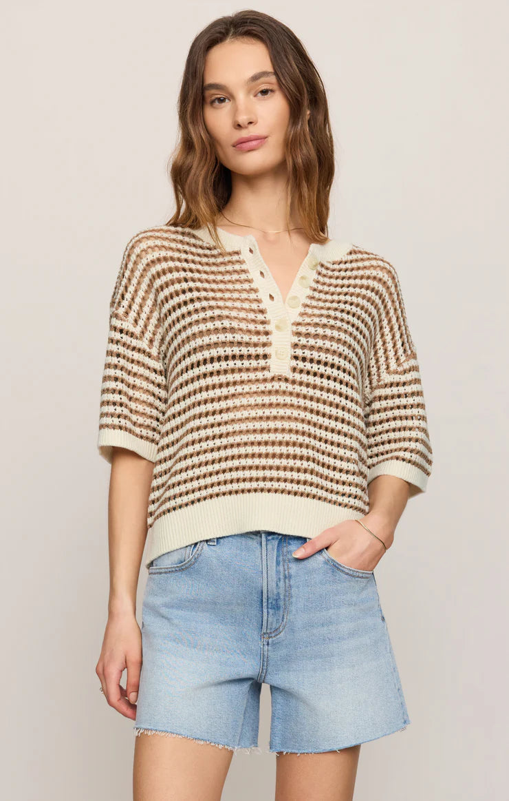 Kylo Striped Polo Sweater | Taro