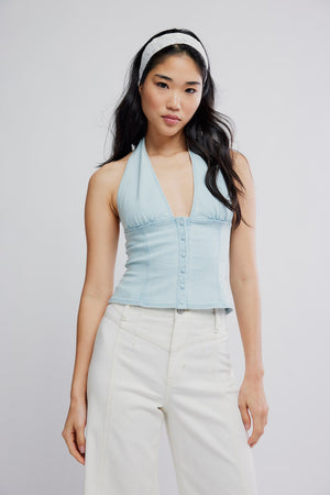 Ramona Denim Halter | Light Sky