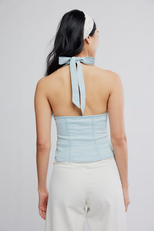 Ramona Denim Halter | Light Sky