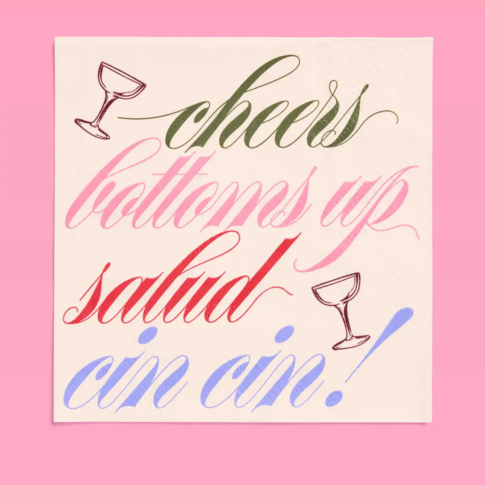 Cheers Cocktail Napkins | White Party Napkins, Cocktail
