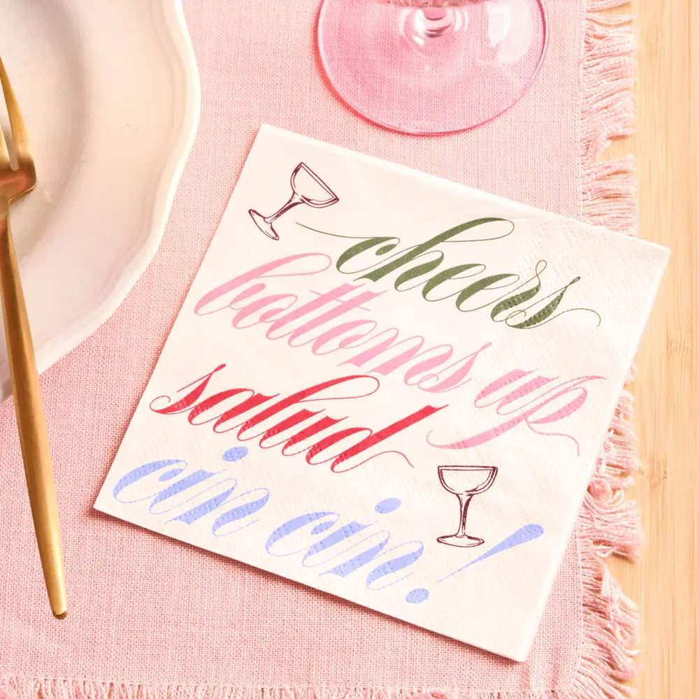 Cheers Cocktail Napkins | White Party Napkins, Cocktail
